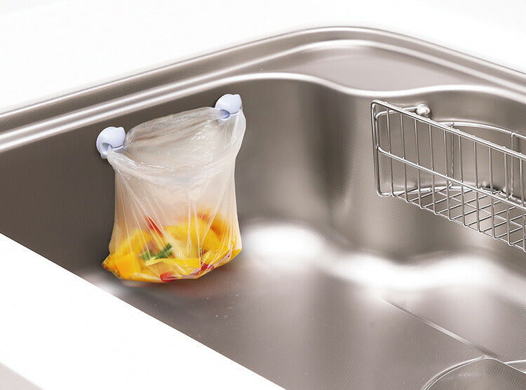 吸盤タイプ 三角コーナー ゴミ袋ストッパー キッチン三角コーナー シンク ゴミ箱 吸盤 生ごみ処理 ポリ袋 挟むだけ 東和産業