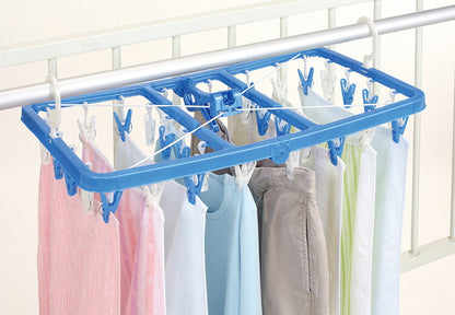 ピンチハンガー 32ピンチ 洗濯ハンガー 洗濯物干し 洗濯干し 物干しハンガー タオルハンガー ベランダ 物干し 洗濯 ハンガー フック 洗濯ばさみ ブルー SLA 東和産業