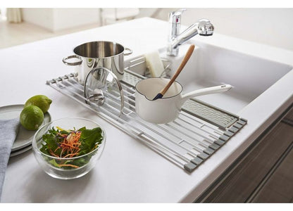 山崎実業 折り畳み水切り プレート Plate シリコーントレー付き S ホワイト