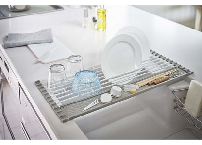 山崎実業 折り畳み水切り プレート Plate シリコーントレー付き S ホワイト