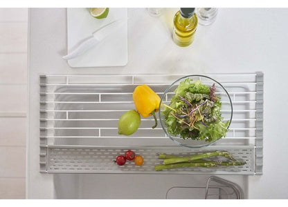 山崎実業 折り畳み水切り プレート Plate シリコーントレー付き S ホワイト