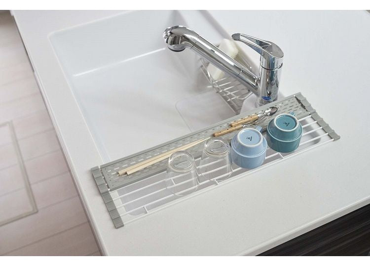 山崎実業 折り畳み水切り プレート Plate シリコーントレー付き S ホワイト