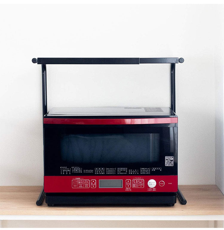 レンジ上ラック 伸縮タイプ 幅40~60 レンジ上 ラック 大型レンジ対応 ハイタイプ ブラック 黒 キッチンラック キッチン収納 伸縮レンジ上ラック 電子レンジ トースター 家電上ラック 伸晃 Belca