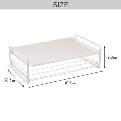 トースターラック レンジ上ラック 幅41.3cm 棚付き レンジラック スチールラック カウンター上 キッチン収納 白 ホワイト TR-W 伸晃 Belca ベルカ