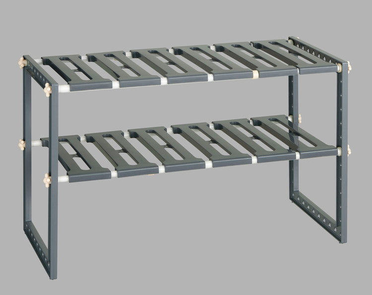 シンク下収納 2段 伸縮式 幅50cm~75cm 外せる棚板 高さ調節 排水管をよけて設置 シンク下フリーラック伸縮タイプ シンク下 ラック 収納 キッチン収納 キッチンラック 棚 VR-RG 伸晃 Belca