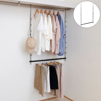 クローゼット 吊り下げハンガー 伸縮タイプ 衣類の収納量アップ! CH-EX 2段ハンガー ブランコ式 幅・高さ調節 フック付き 押入れ収納 押入収納 衣類収納 ハンガーラック 伸晃 Belca