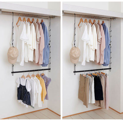クローゼット 吊り下げハンガー 伸縮タイプ 衣類の収納量アップ! CH-EX 2段ハンガー ブランコ式 幅・高さ調節 フック付き 押入れ収納 押入収納 衣類収納 ハンガーラック 伸晃 Belca