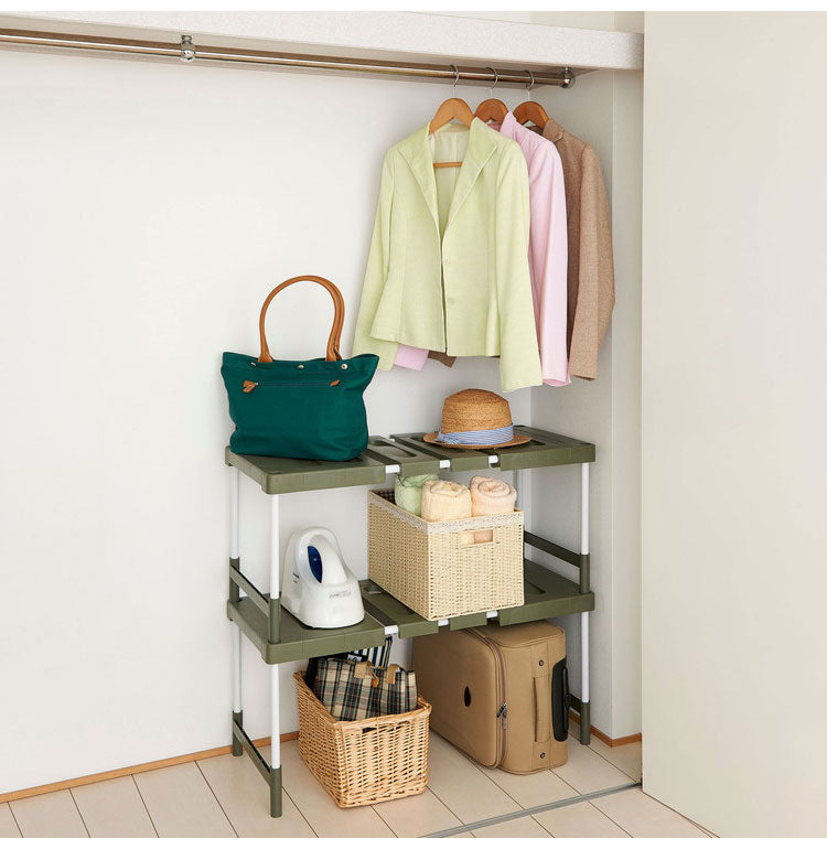 2台セット 日本製 クローゼット 押入れ フリーラック 伸縮タイプ CO-RG2T エコグリーン 整理棚 押入れ収納 押入収納 押入れラック クローゼット 収納棚 収納ラック すきま収納 隙間収納 伸晃 Belca