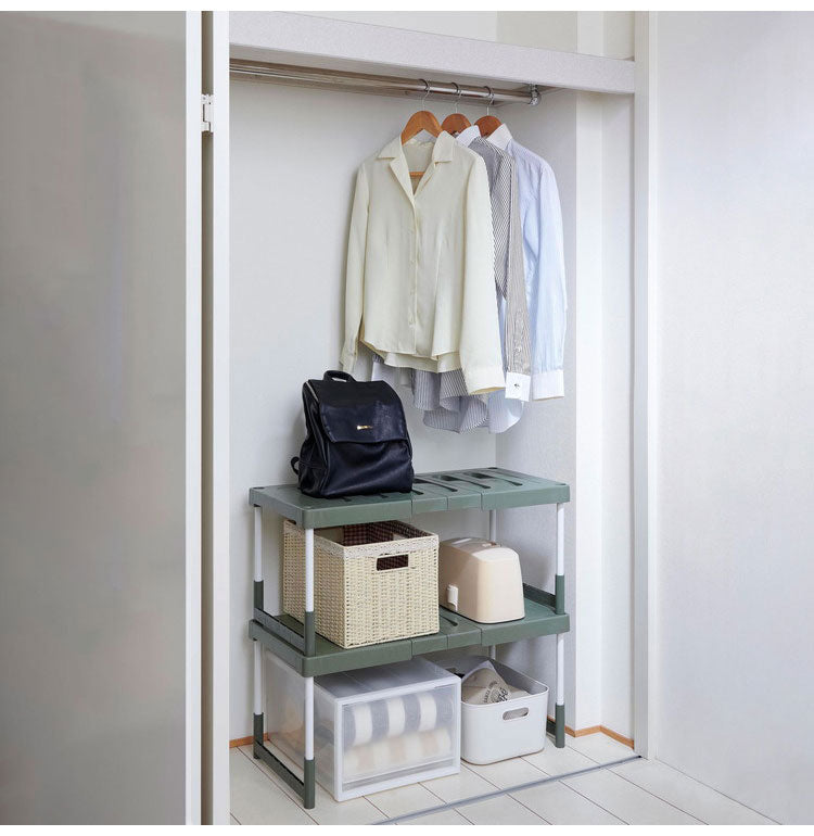 2台セット 日本製 クローゼット 押入れ フリーラック 伸縮タイプ CO-RG2T エコグリーン 整理棚 押入れ収納 押入収納 押入れラック クローゼット 収納棚 収納ラック すきま収納 隙間収納 伸晃 Belca