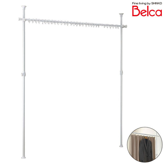 間仕切り 突っ張りカーテンポール 縦横伸縮 カーテンレール 簡単つっぱりカーテンポール 簡単設置 穴あけ不要 つっぱり リング付き クローゼット ワードローブ TU-TPC3 伸晃 Belca