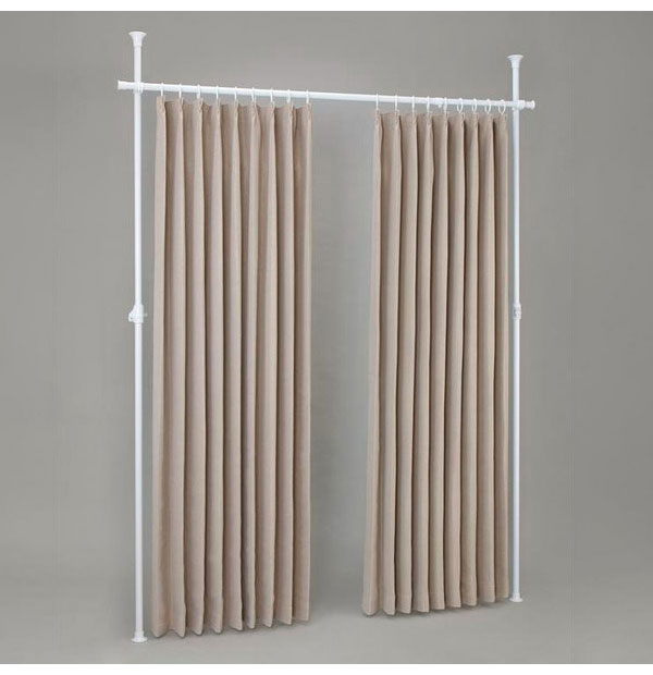 間仕切り 突っ張りカーテンポール 縦横伸縮 カーテンレール 簡単つっぱりカーテンポール 簡単設置 穴あけ不要 つっぱり リング付き クローゼット ワードローブ TU-TPC3 伸晃 Belca