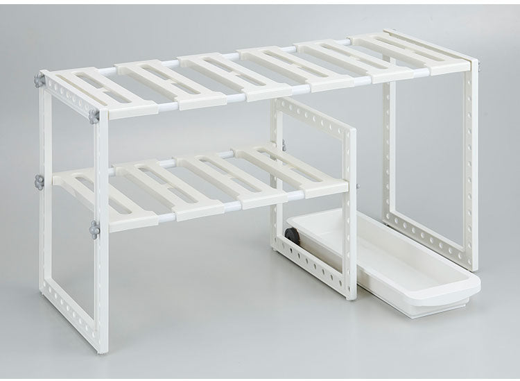 日本製 伸縮式 引出し付きシンク下フリーラック 幅50~75cm VR-303 シンク下収納 シンク下 ラック 棚 キッチン収納 トレー付き シンク下フリーラック 伸縮タイプ 伸晃 Belca