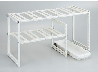 日本製 伸縮式 引出し付きシンク下フリーラック 幅50~75cm VR-303 シンク下収納 シンク下 ラック 棚 キッチン収納 トレー付き シンク下フリーラック 伸縮タイプ 伸晃 Belca