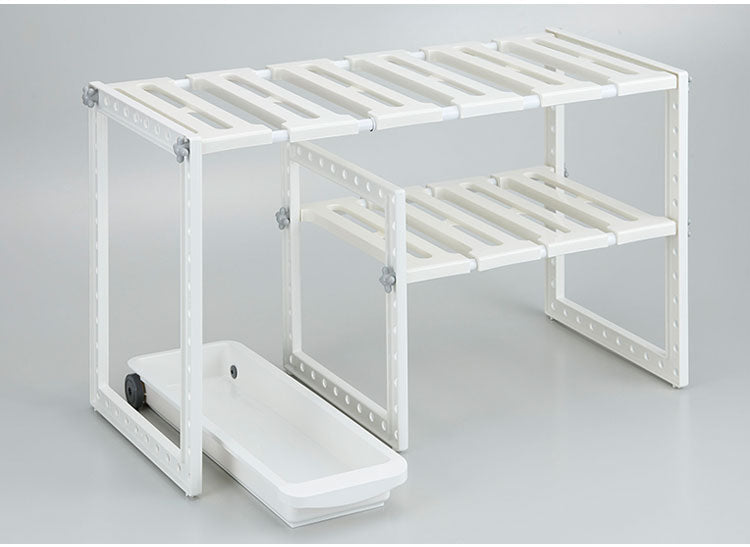 日本製 伸縮式 引出し付きシンク下フリーラック 幅50~75cm VR-303 シンク下収納 シンク下 ラック 棚 キッチン収納 トレー付き シンク下フリーラック 伸縮タイプ 伸晃 Belca