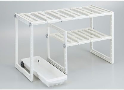 日本製 伸縮式 引出し付きシンク下フリーラック 幅50~75cm VR-303 シンク下収納 シンク下 ラック 棚 キッチン収納 トレー付き シンク下フリーラック 伸縮タイプ 伸晃 Belca