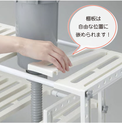 日本製 伸縮式 引出し付きシンク下フリーラック 幅50~75cm VR-303 シンク下収納 シンク下 ラック 棚 キッチン収納 トレー付き シンク下フリーラック 伸縮タイプ 伸晃 Belca
