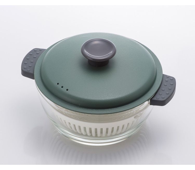 耐熱ガラス 調理鍋 1.0L 電子レンジ&オーブンにも使える 耐熱ガラス鍋 かわいい カーキ LLG484 ロック&ロック レンチン 調理用品(代引不可)