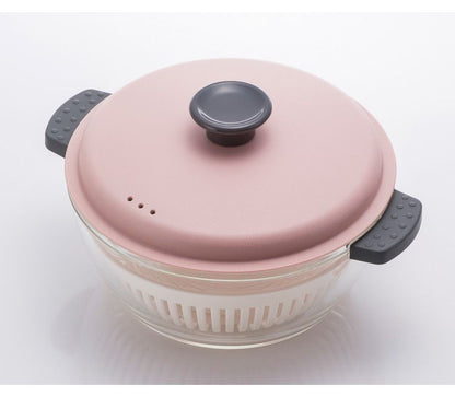 耐熱ガラス 調理鍋 1.5L 電子レンジ&オーブンにも使える 耐熱ガラス鍋 かわいい ピンク LLG485 ロック&ロック レンチン 調理用品(代引不可)