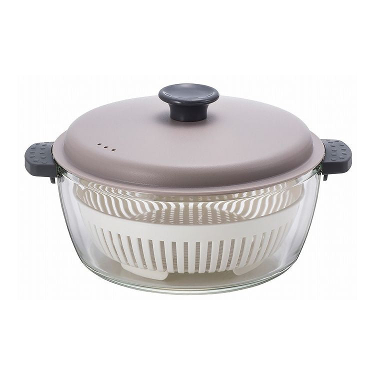 耐熱ガラス 調理鍋 2.0L 電子レンジ&オーブンにも使える 耐熱ガラス鍋 かわいい グレー LLG486 ロック&ロック レンチン 調理用品(代引不可)