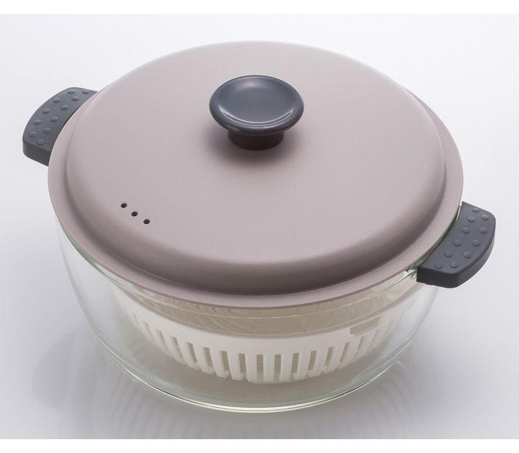 耐熱ガラス 調理鍋 2.0L 電子レンジ&オーブンにも使える 耐熱ガラス鍋 かわいい グレー LLG486 ロック&ロック レンチン 調理用品(代引不可)