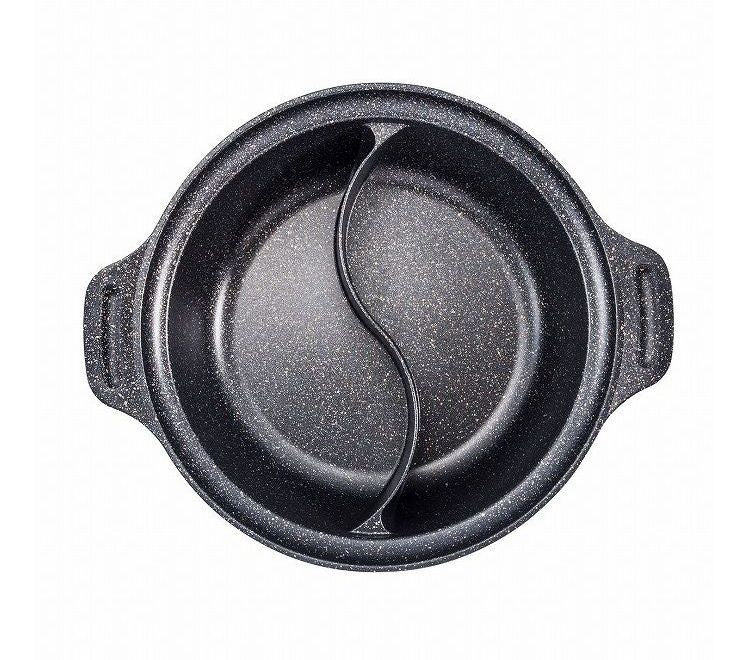 IH 2食鍋 二食鍋 ガラス蓋付 26cm マーブルダイヤモンドコート ND-4591 ビストロ・ドゥエシェルタ キムチ鍋 韓国料理(代引不可)