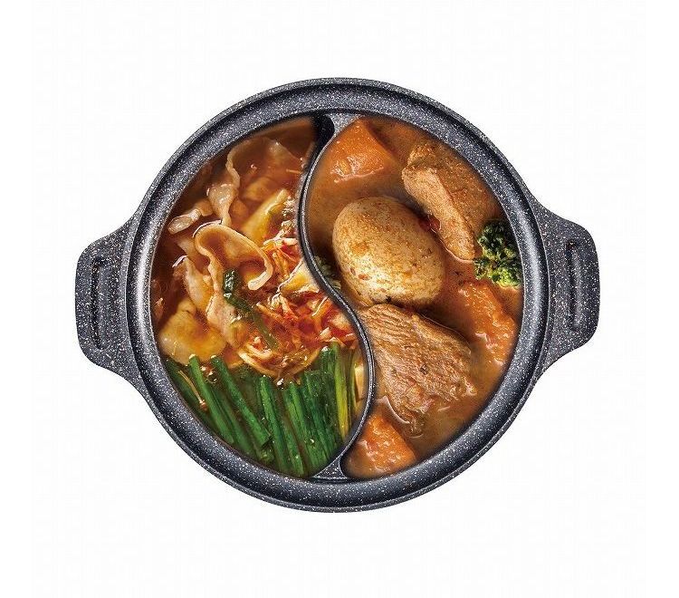 IH 2食鍋 二食鍋 ガラス蓋付 26cm マーブルダイヤモンドコート ND-4591 ビストロ・ドゥエシェルタ キムチ鍋 韓国料理(代引不可)