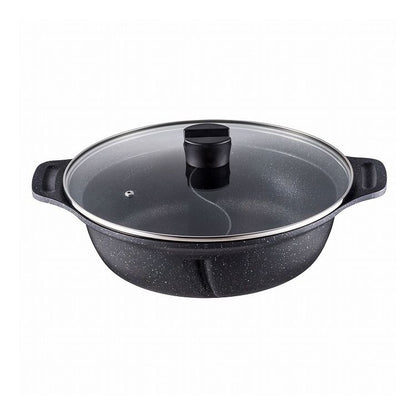 IH 2食鍋 二食鍋 ガラス蓋付 28cm マーブルダイヤモンドコート ND-4592 ビストロ・ドゥエシェルタ キムチ鍋 韓国料理(代引不可)