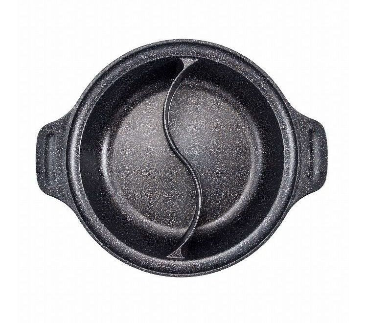 IH 2食鍋 二食鍋 ガラス蓋付 28cm マーブルダイヤモンドコート ND-4592 ビストロ・ドゥエシェルタ キムチ鍋 韓国料理(代引不可)