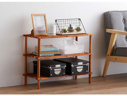 天然木 シューズラック 3段 オープンラック ガーデンラック 棚 シェルフ フラワースタンド 花台 ウッドラック ガーデニング 木製 玄関収納 スリッパラック おしゃれ