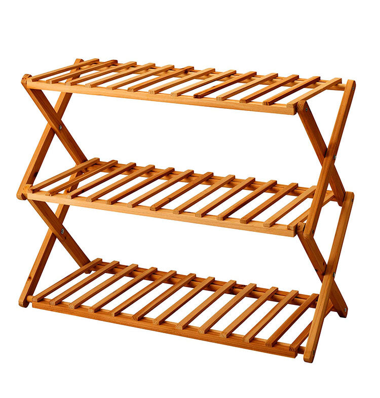 天然木 折りたたみ シューズラック 3段 オープンラック ガーデンラック 棚 シェルフ フラワースタンド 花台 ウッドラック ガーデニング 木製 玄関収納 スリッパラック アウトドア キャンプ おしゃれ