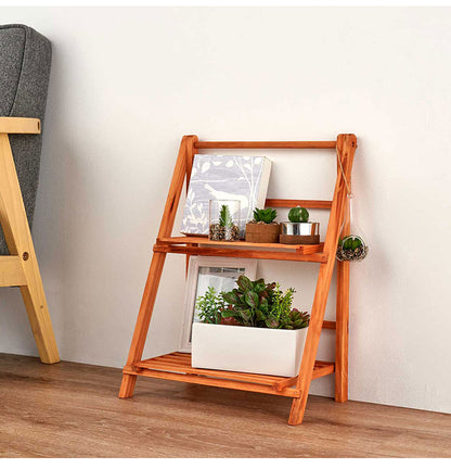 天然木 オープンラック 2段 プランター台 フラワースタンド 花台 ウッドラック ガーデニング ガーデンラック 棚 シェルフ 木製 玄関収納 おしゃれ