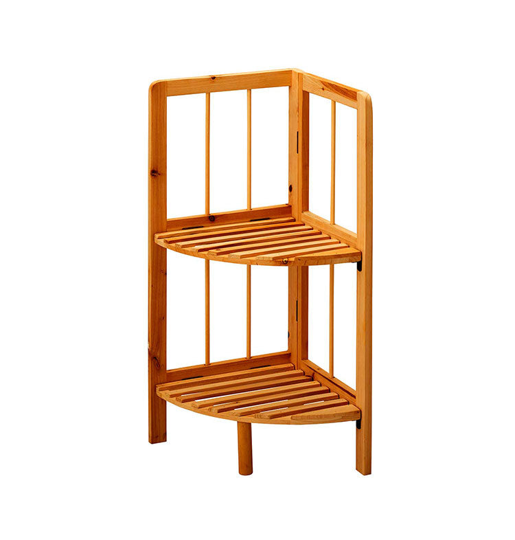 天然木 コーナーラック 2段 オープンラック すき間収納 隙間収納 トイレラック プランター台 フラワースタンド 花台 ウッドラック ガーデニング ガーデンラック 棚 シェルフ 木製 玄関収納 おしゃれ