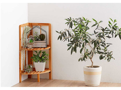 天然木 コーナーラック 2段 オープンラック すき間収納 隙間収納 トイレラック プランター台 フラワースタンド 花台 ウッドラック ガーデニング ガーデンラック 棚 シェルフ 木製 玄関収納 おしゃれ