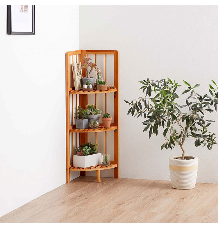 天然木 コーナーラック 3段 オープンラック すき間収納 隙間収納 トイレラック プランター台 フラワースタンド 花台 ウッドラック ガーデニング ガーデンラック 棚 シェルフ 木製 玄関収納 おしゃれ