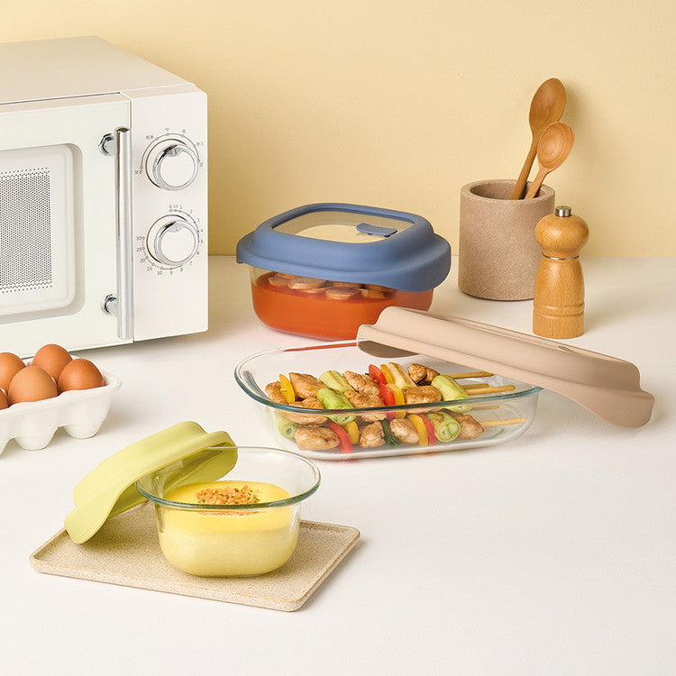 ベストコ ガラス 保存容器 500ml イエロー レシピ付き 電子レンジ オーブン 食洗機対応 LNG481 ロック&ロック ユニクッカー