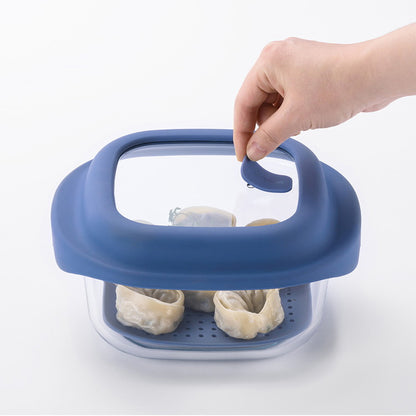 ベストコ ガラス 保存容器 1.5L ブルー レシピ付き 電子レンジ オーブン 食洗機対応 LNG482 ロック&ロック ユニクッカー