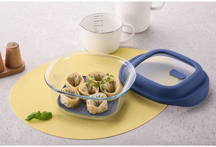 ベストコ ガラス 保存容器 1.5L ブルー レシピ付き 電子レンジ オーブン 食洗機対応 LNG482 ロック&ロック ユニクッカー