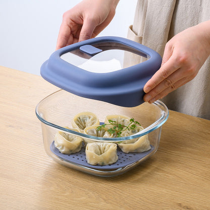 ベストコ ガラス 保存容器 1.5L ブルー レシピ付き 電子レンジ オーブン 食洗機対応 LNG482 ロック&ロック ユニクッカー