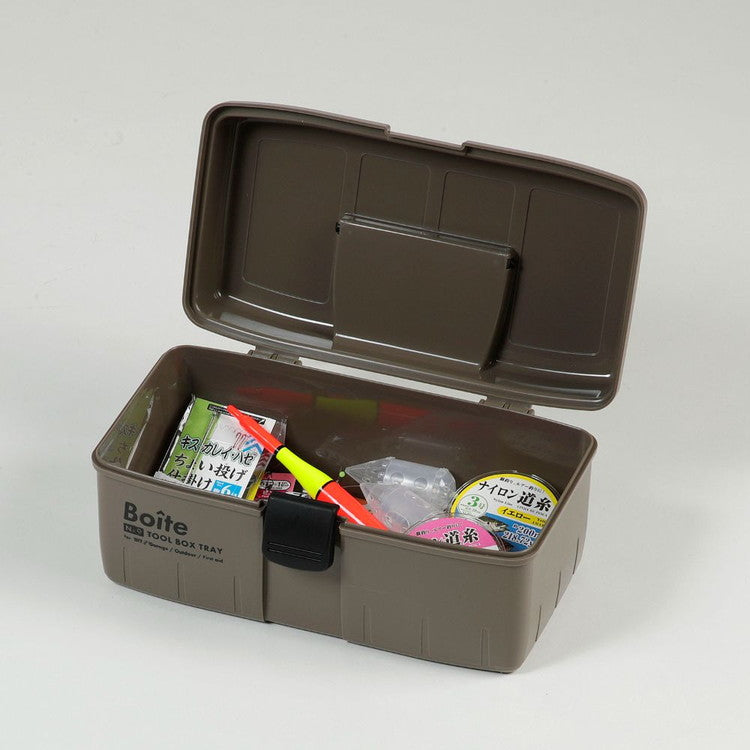 Boite デザインツールボックス 中皿式 ガレージ DIY アウトドア 工具箱 大容量 裁縫箱 ソーイングボックス パーツ ブラウン MA-4024 おしゃれ