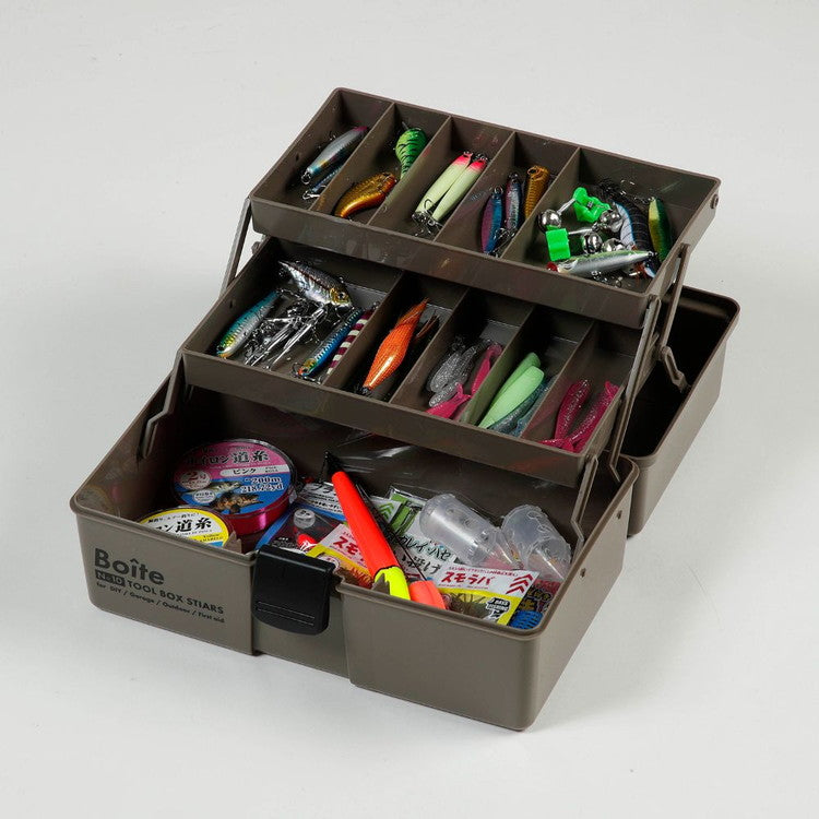 Boite デザインツールボックス 仕切式 ガレージ DIY アウトドア 工具箱 大容量 裁縫箱 ソーイングボックス パーツ ブラウン MA-4027 おしゃれ