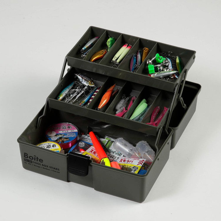 Boite デザインツールボックス 仕切式 ガレージ DIY アウトドア 工具箱 大容量 裁縫箱 ソーイングボックス パーツ カーキ MA-4028 おしゃれ