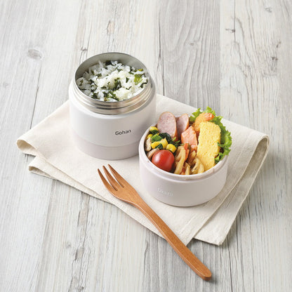 ベストコ 弁当箱 2段 ハンドル付き 480ml ペールピンク 保温 丸型 小さめ NQ-213