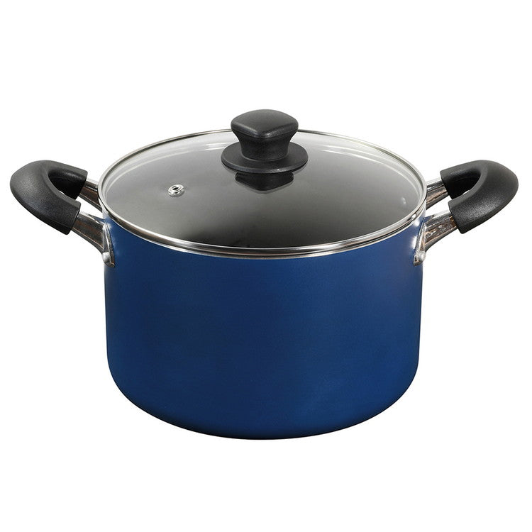 ベストコ 両手鍋 22cm キャセロール IH ガス火対応 ブルー NQ-0264 極深