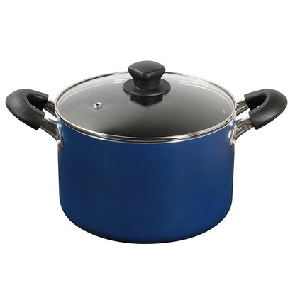 ベストコ 両手鍋 22cm キャセロール IH ガス火対応 ブルー NQ-0264 極深