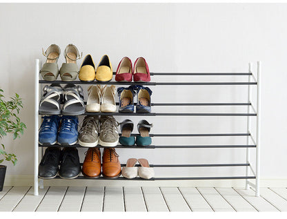 伸縮式4段シューズラック 幅62~114cm MONOTONY モノトニー シューズラック 4段 シューズボックス シューズケース 靴箱 玄関収納 A-77143