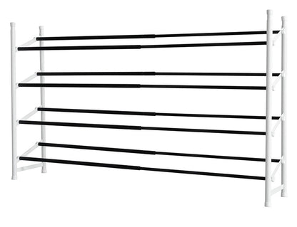 伸縮式4段シューズラック 幅62~114cm MONOTONY モノトニー シューズラック 4段 シューズボックス シューズケース 靴箱 玄関収納 A-77143
