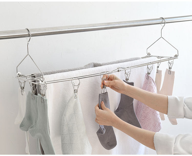 アーネスト たためるバスタオルハンガー 3枚干し ステンレス製 省スペース 畳める ピンチ付き ピンチハンガー A-77412