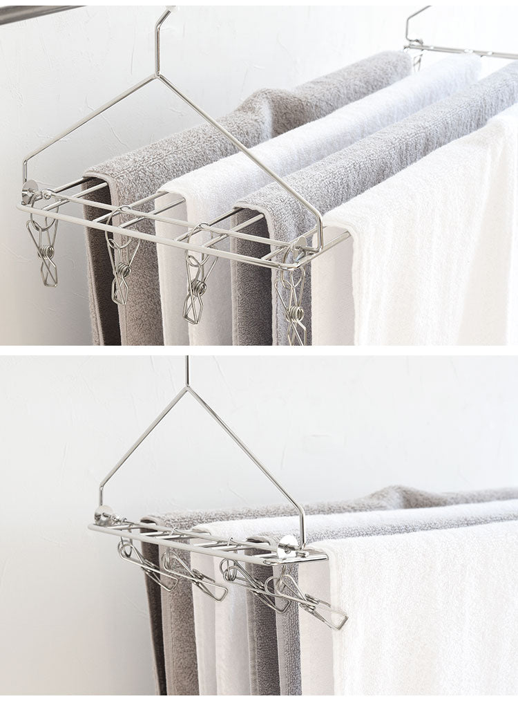アーネスト たためるバスタオルハンガー 4枚干し ステンレス製 省スペース 畳める ピンチ付き ピンチハンガー A-77413