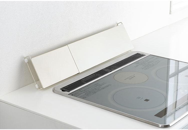 日本製 燕三条 伸縮式コンロカバー 幅42~77.5cm コンロ奥カバー ラック グリル 排気口カバー 油汚れ 油はね 防止 IH対応 スマート フラット 低い ロータイプ 調味料ラック スパイスラック A-77774