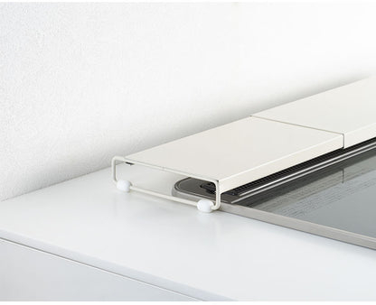 日本製 燕三条 伸縮式コンロカバー 幅42~77.5cm コンロ奥カバー ラック グリル 排気口カバー 油汚れ 油はね 防止 IH対応 スマート フラット 低い ロータイプ 調味料ラック スパイスラック A-77774